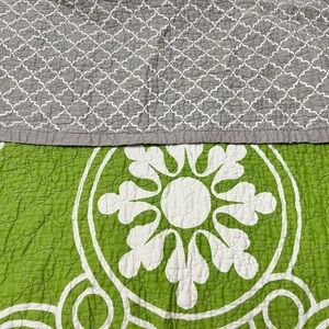 Dwell Studio Full size Stylish Gray and Green Quilt